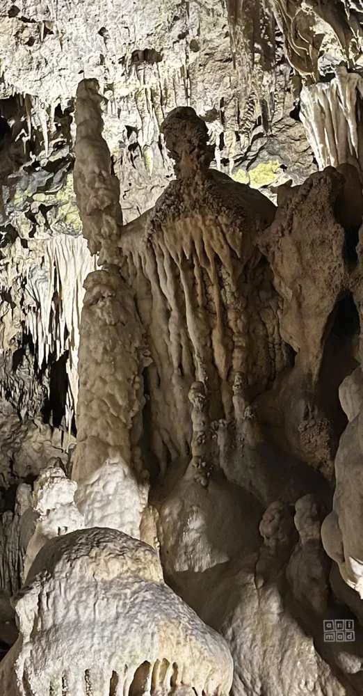 The Stalagmite that resembles a Roman Statue. Travel Art Stories from Perama Cave, Ioannina