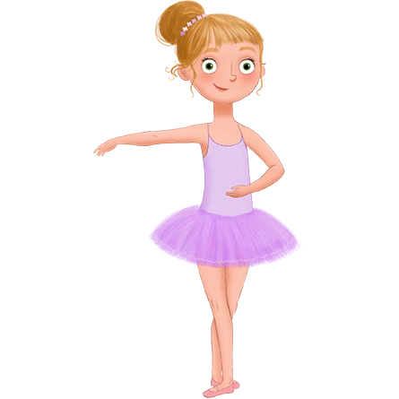 Illustration of a ballerina in purple tutu - Educational Printable posters for kids by AnimadPrintables