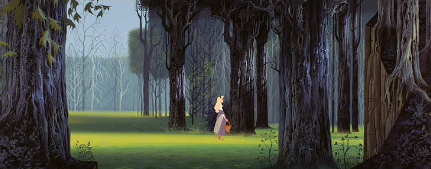 Eyvind Earle- background art for Disney's Sleeping Beauty - the forest - ANIMaD