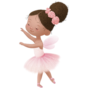 Illustration of a Pink Afro American little Ballerina posing gracefully by ANIMaD