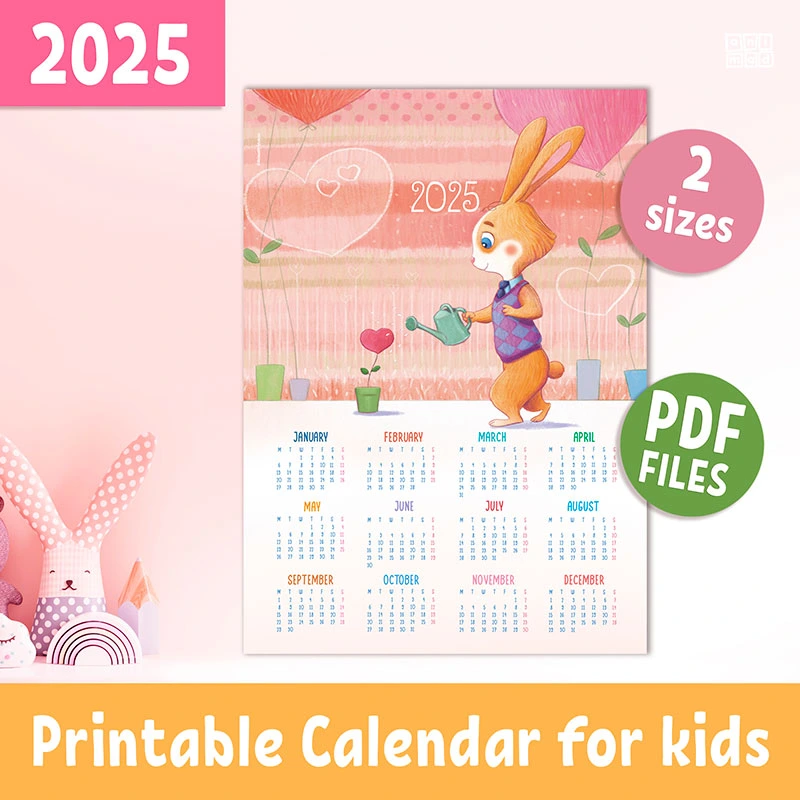 Printable Wall Calendars  : Beautiful Designs for the Kid’s Room