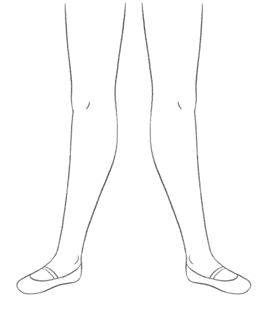 Basic Ballet Positions : hand drawn outline of kid's feet demonstrating the 2nd primary position of feet in ballet - ANIMaD