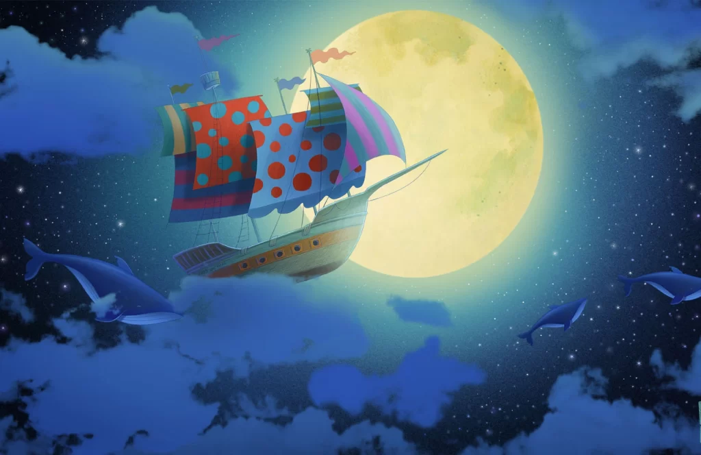 Digital illustration- Animated Screen- ship in the sky -ANIMaD-2