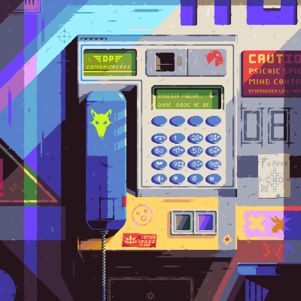 Insert coin - Dmitry Petyakin - Pixelart of a payphone in closeup view