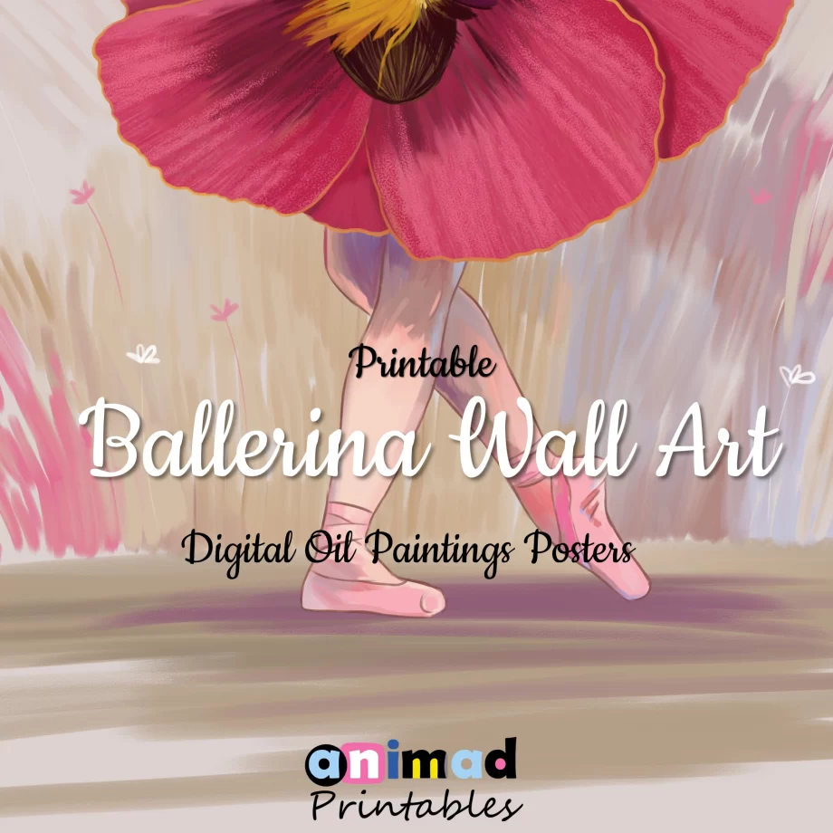 Ballerina Wall Art : digital oil paintings of ballerinas. Printable Ballet posters to decorate your dance studio or your kid's room. Hand drawn by ANIMaD