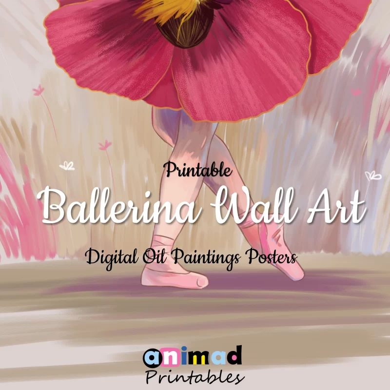 Charming Ballerina Wall Art : Beautiful Digital Oil Painting Posters